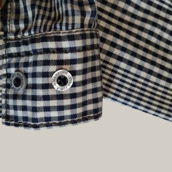 Seven For All Mankind Mens Gingham Button-Up Shirt Blk/Wht Large - Picture 12 of 14